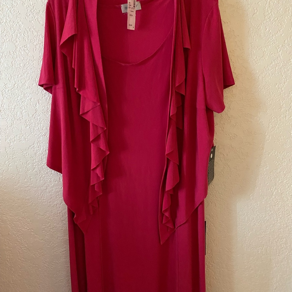 Avenue Pink Woman’s Sleeveless Dress With Short Jacket Size 1X